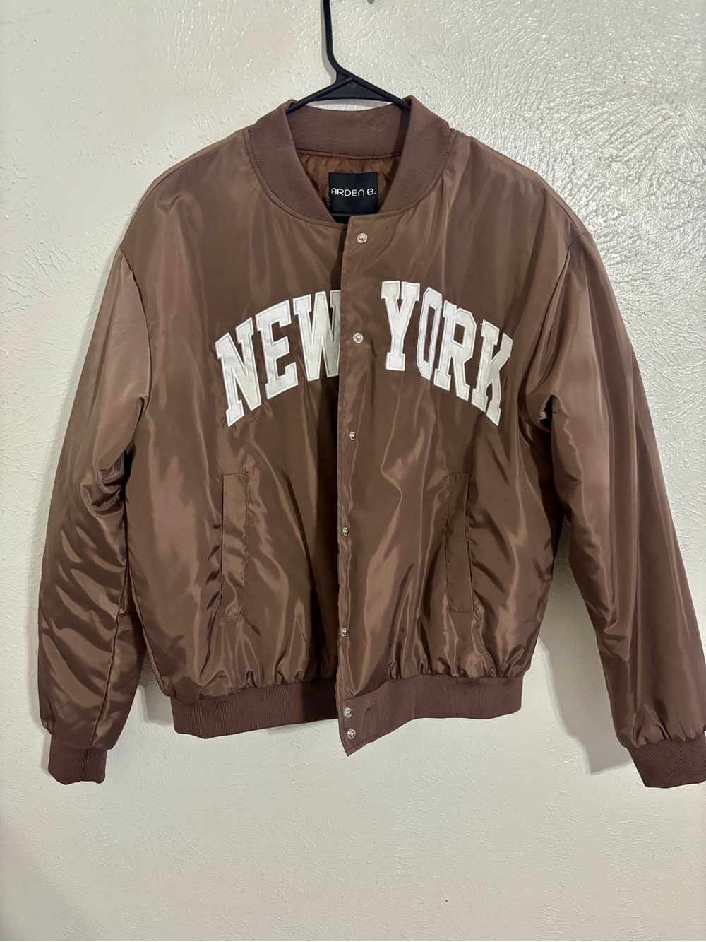 Arden B Brown Bomber Jacket wNEW YORK Medium NWT